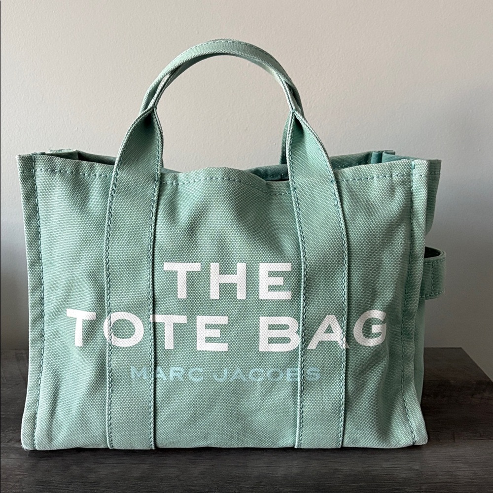 Marc Jacobs Mint Green Tote with White Text